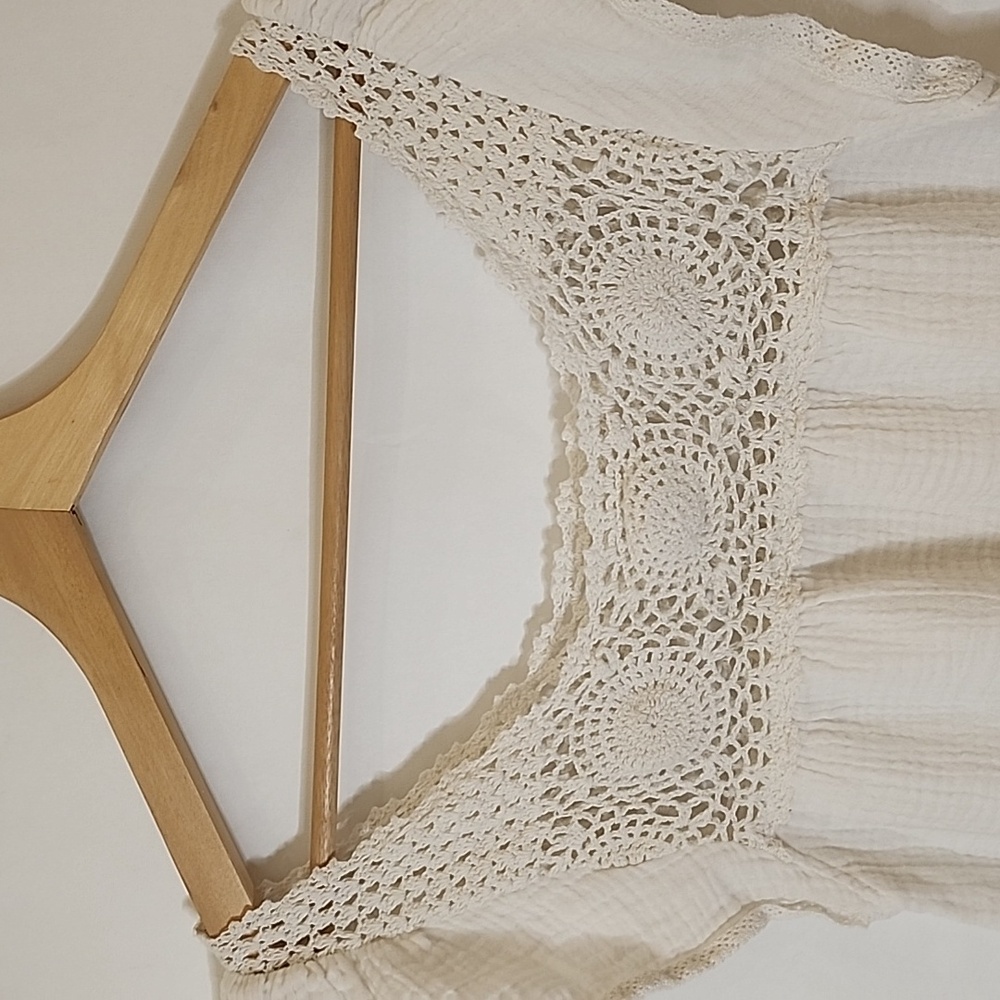 White Cotton Crochet‎ Mini Dress/Tunic size M - Picture 2 of 5
